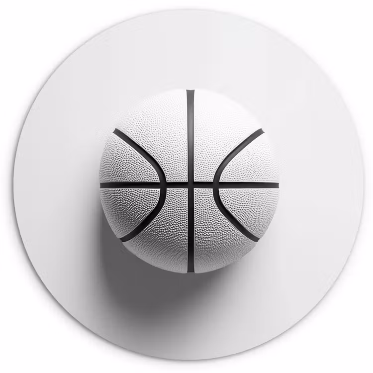 Basketbal - Wit - Schaduw - Lijnen Wandcirkel plexiglas klein -3d