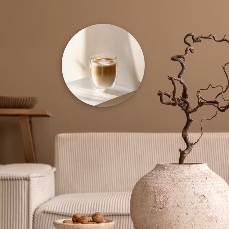 Mok - Latte - Minimalistisch - Schaduw Wandcirkel plexiglas klein -sfeer1
