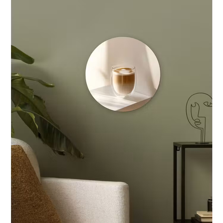 Mok - Latte - Minimalistisch - Schaduw Wandcirkel plexiglas klein -sfeer3