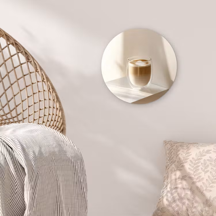 Mok - Latte - Minimalistisch - Schaduw Wandcirkel plexiglas klein -sfeer5
