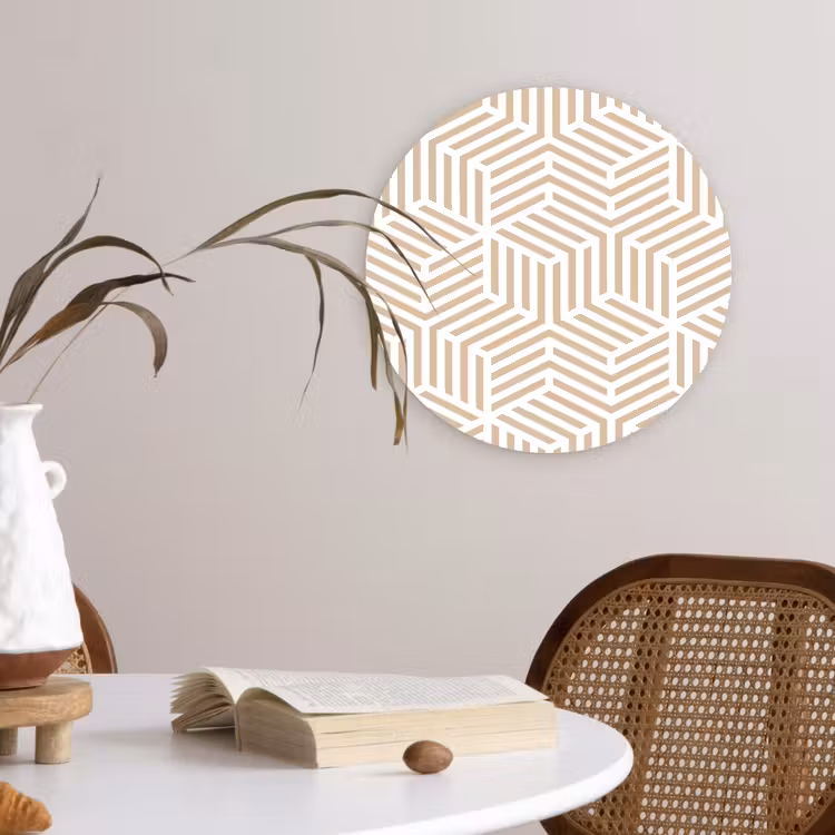 Beige - Geometrie - Patronen - Abstract Wandcirkel plexiglas klein 852 -sfeer4
