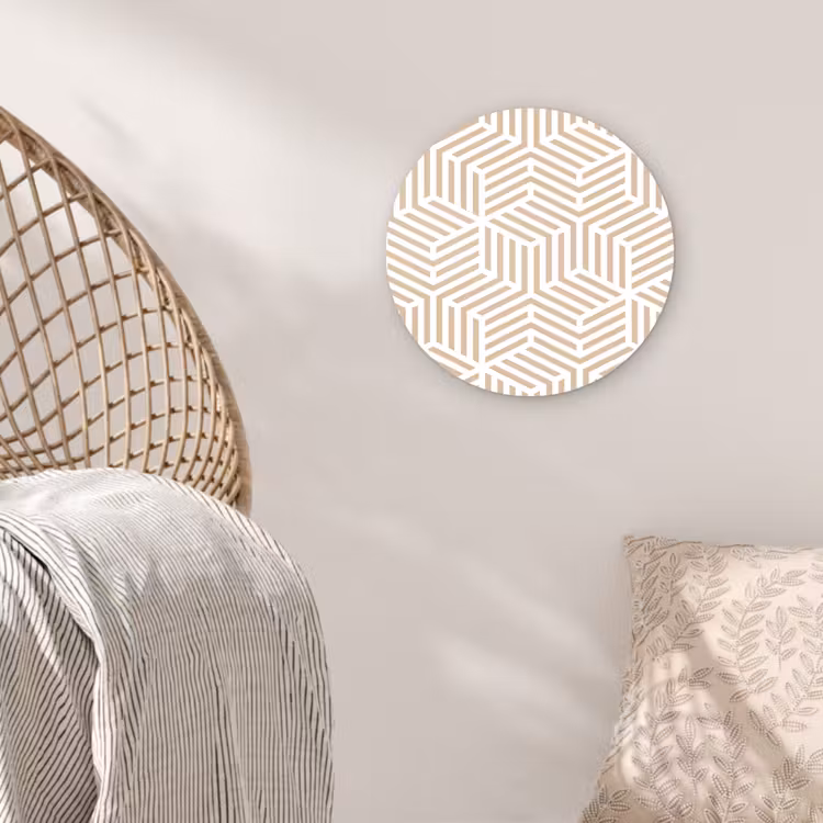 Beige - Geometrie - Patronen - Abstract Wandcirkel plexiglas klein 852 -sfeer5