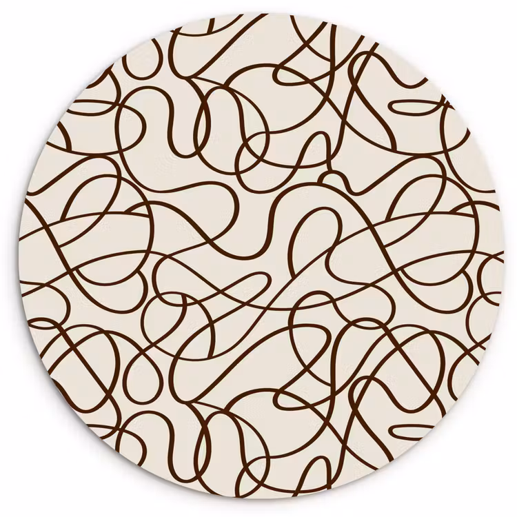 Beige - Lijnen - Donkerbruin Wandcirkel plexiglas klein 852 -3d