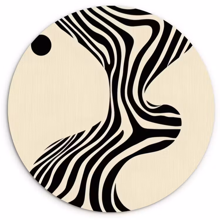 Beige - Lijnen - Golvend - Abstract Wandcirkel plexiglas klein -3d