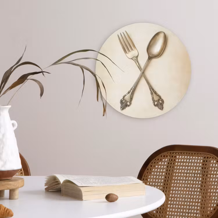 Beige - Vintage - Bestek Wandcirkel plexiglas klein -sfeer4