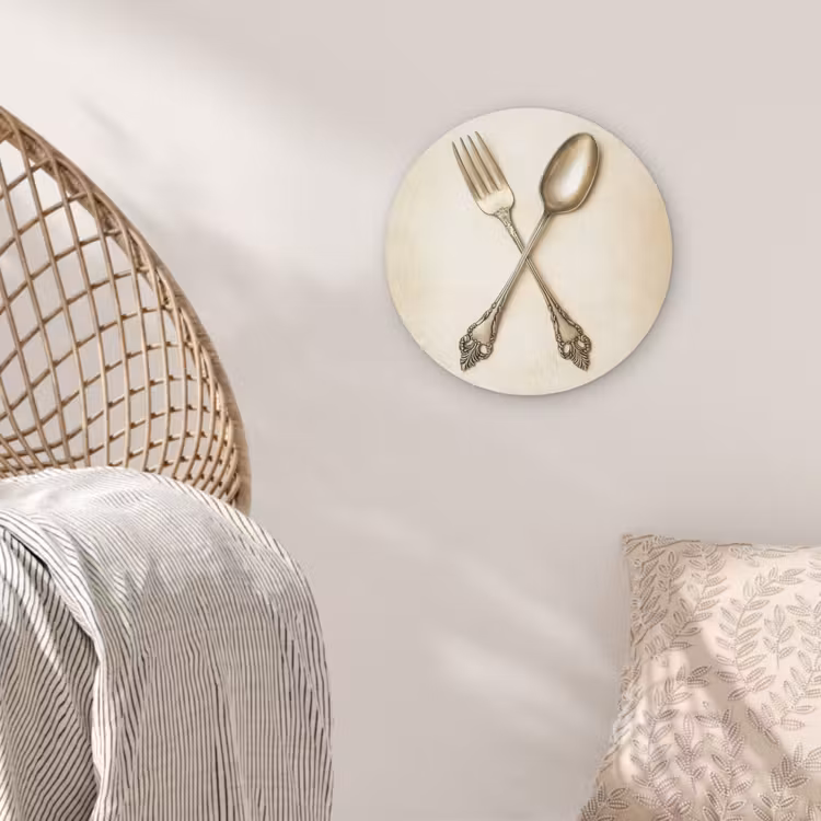 Beige - Vintage - Bestek Wandcirkel plexiglas klein -sfeer5