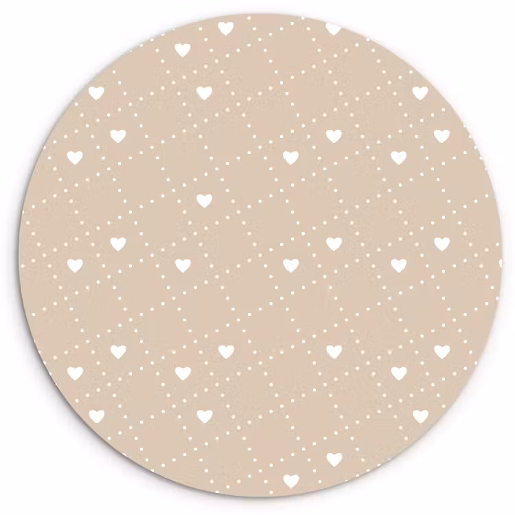 Beige - Wit - Hartjes - Patroon Wandcirkel plexiglas klein 852 -3d