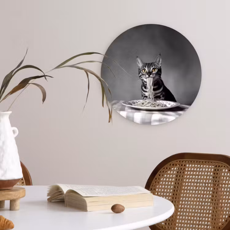 Bengaal - Kat - Tafelkleed - Zwart - Wit - Dier Wandcirkel plexiglas klein -sfeer4