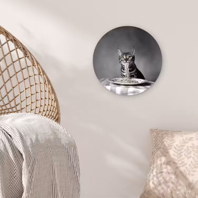 Bengaal - Kat - Tafelkleed - Zwart - Wit - Dier Wandcirkel plexiglas klein -sfeer5
