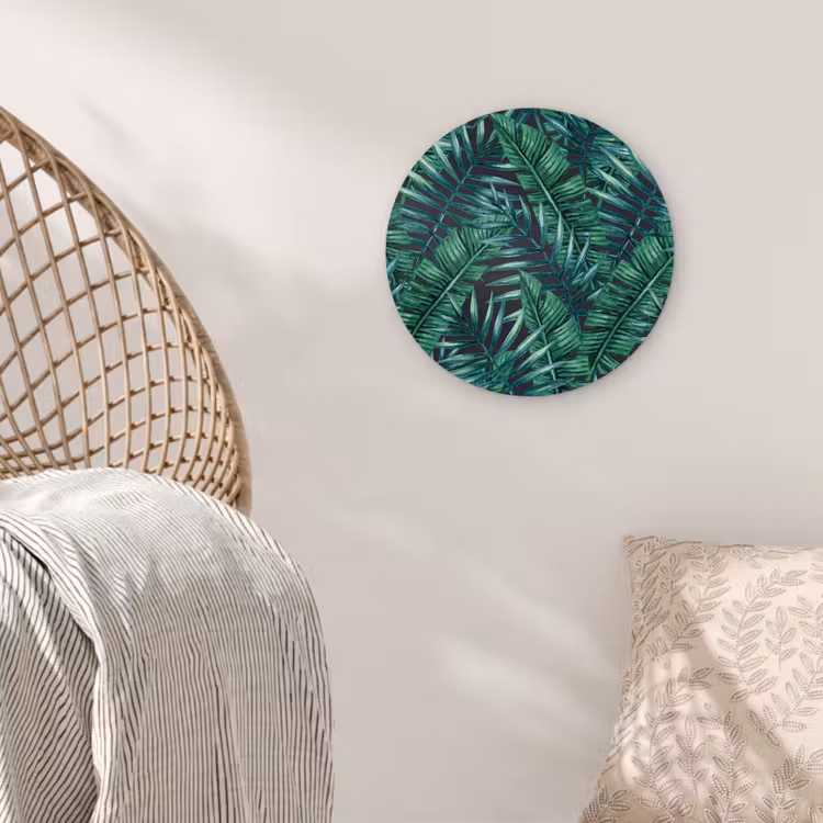 Bladeren - Inductie beschermer - Jungle - Tropical Wandcirkel plexiglas klein -sfeer5