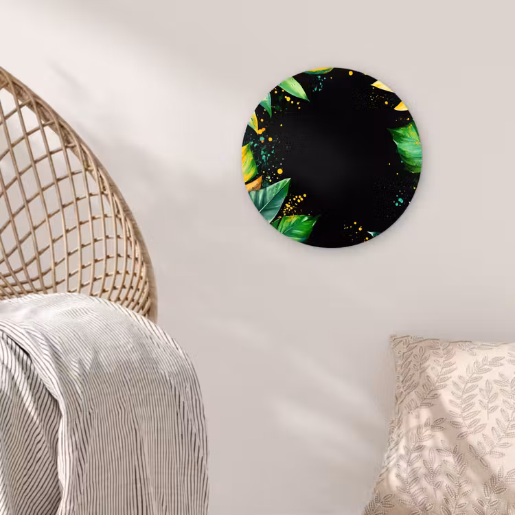 Bladeren - Groen - Geel - Verf - Jungle Wandcirkel plexiglas klein -sfeer5