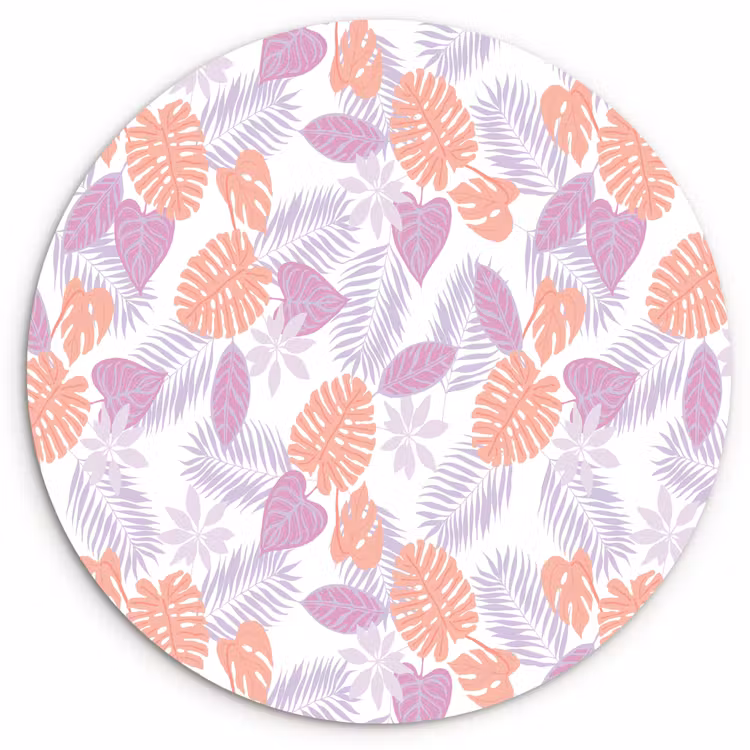 Bladeren - Pastelkleuren - Tropisch Wandcirkel plexiglas klein 852 -3d