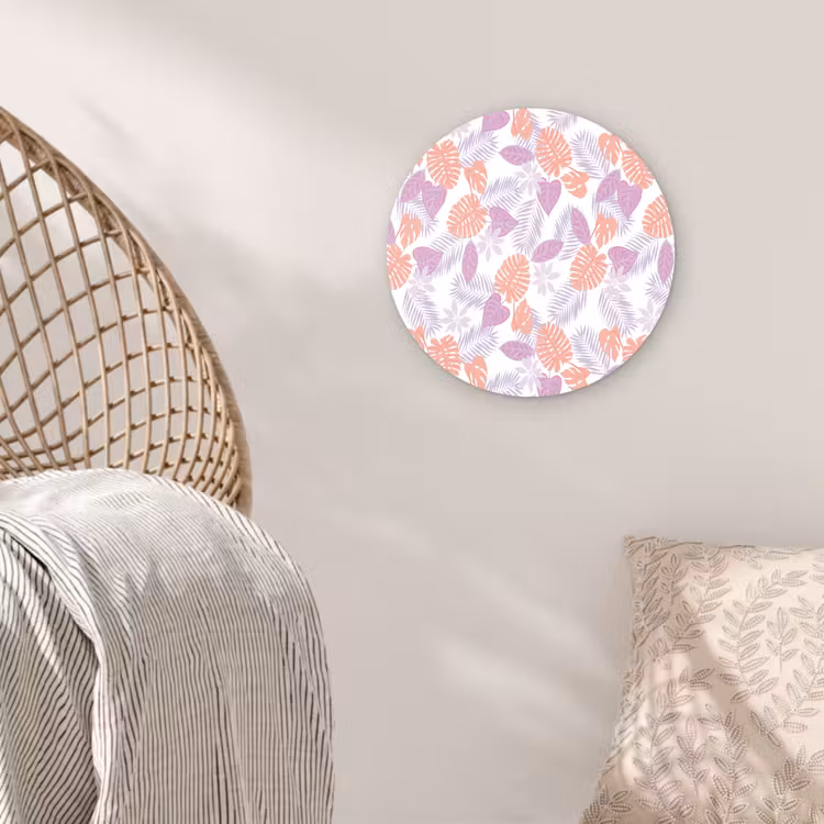 Bladeren - Pastelkleuren - Tropisch Wandcirkel plexiglas klein 852 -sfeer5