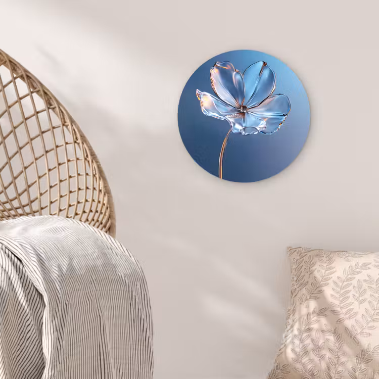 Blauw - Bloem - Glazen - Sierlijk Wandcirkel plexiglas klein -sfeer5