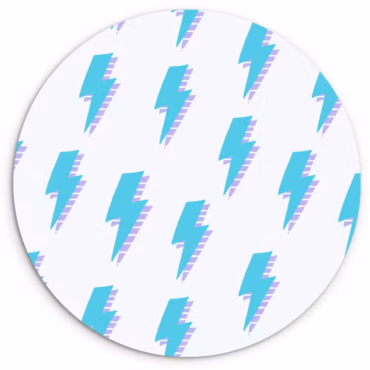 Blauw - Paars - Bliksem Wandcirkel plexiglas klein 852 -3d