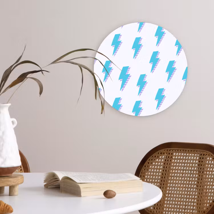 Blauw - Paars - Bliksem Wandcirkel plexiglas klein 852 -sfeer4