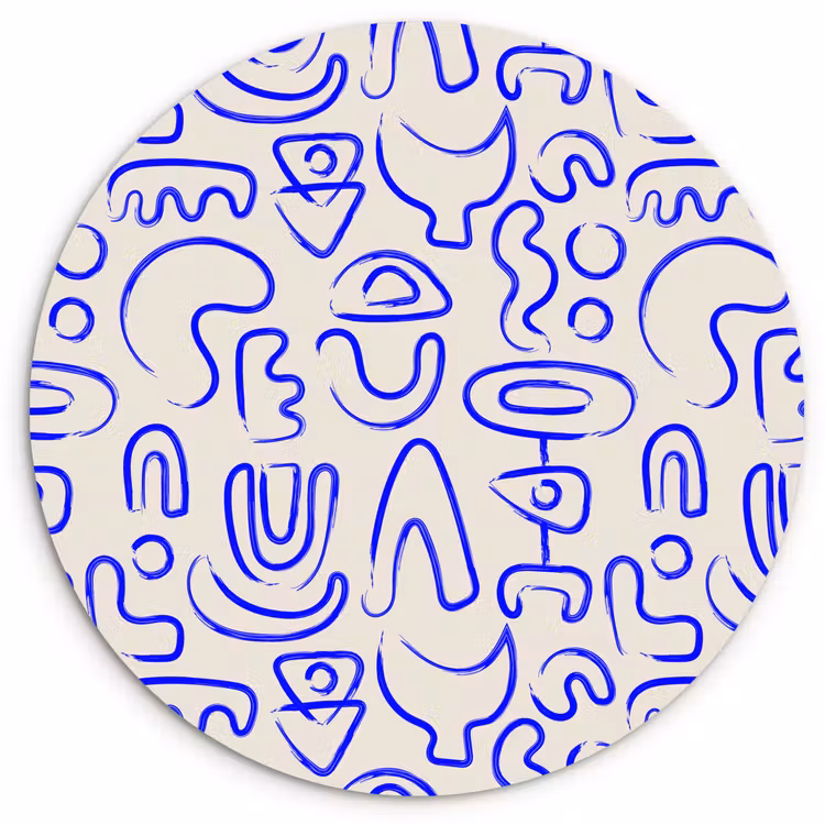 Blauw - Patroon - Abstract - Beige Wandcirkel plexiglas klein 852 -3d
