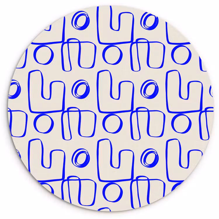 Blauw - Patroon - Beige - Abstract Wandcirkel plexiglas klein 852 -3d
