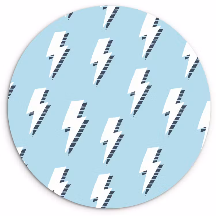 Blauw - Wit - Patroon - Bliksem Wandcirkel plexiglas klein 852 -3d