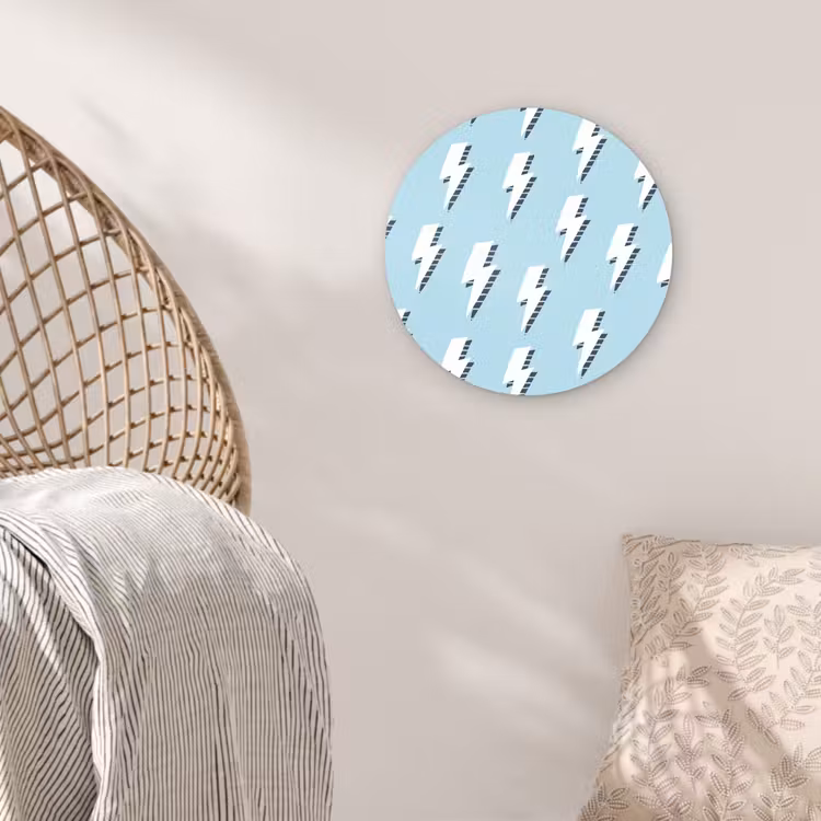 Blauw - Wit - Patroon - Bliksem Wandcirkel plexiglas klein 852 -sfeer5