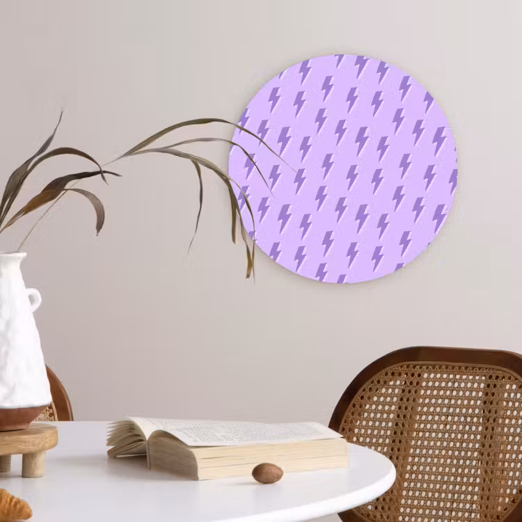 Bliksem - Paars - Lila Wandcirkel plexiglas klein 852 -sfeer4