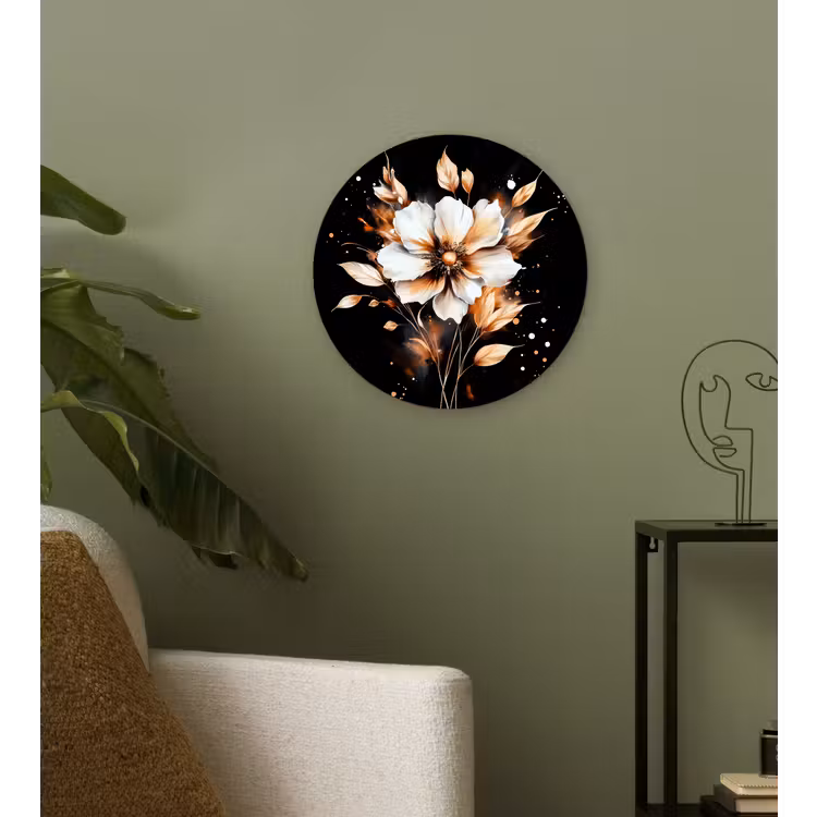 Bloem - Verf - Goud - Graffiti - Modern Wandcirkel plexiglas klein -sfeer3