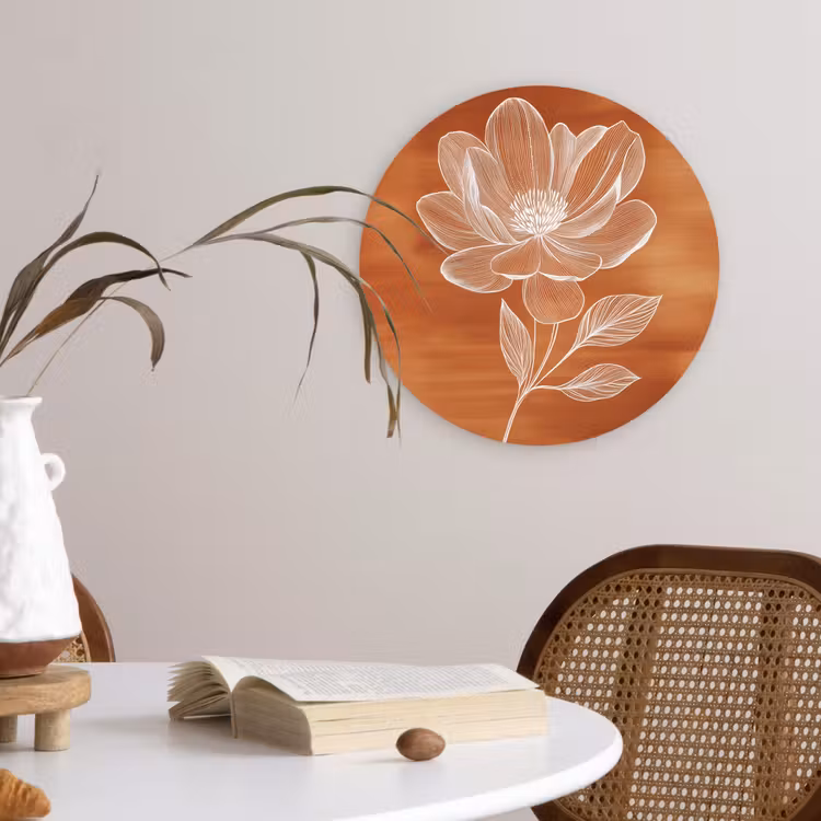 Bloem - Minimalistisch - Wit Wandcirkel plexiglas klein -sfeer4