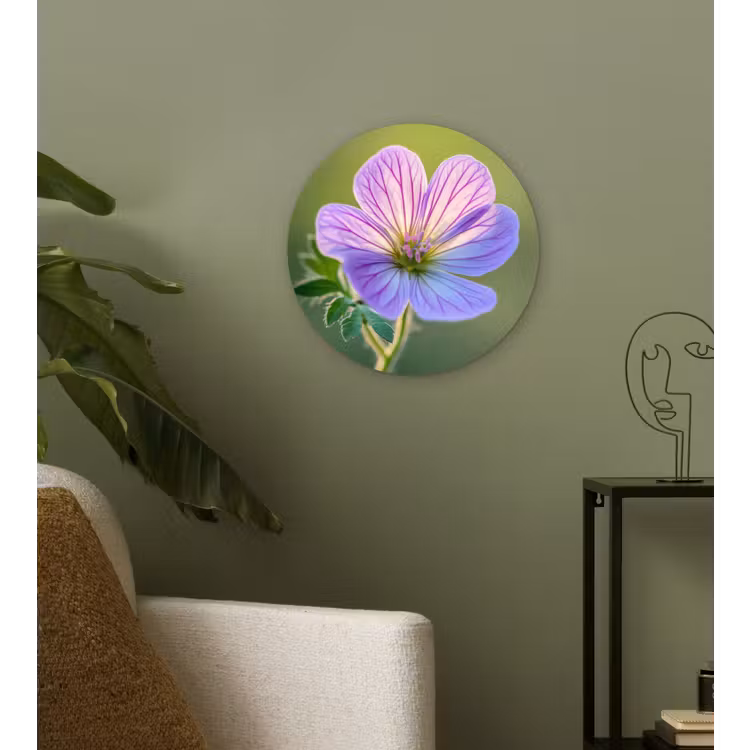 Bloem - Close up - Paars Wandcirkel plexiglas klein -sfeer3