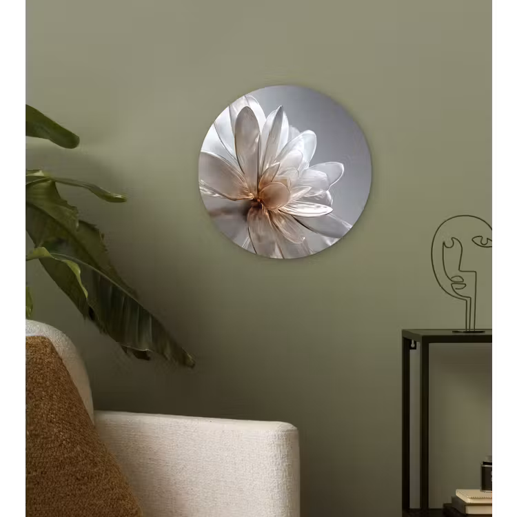 Bloem - Wit - Neutraal Wandcirkel plexiglas klein -sfeer3