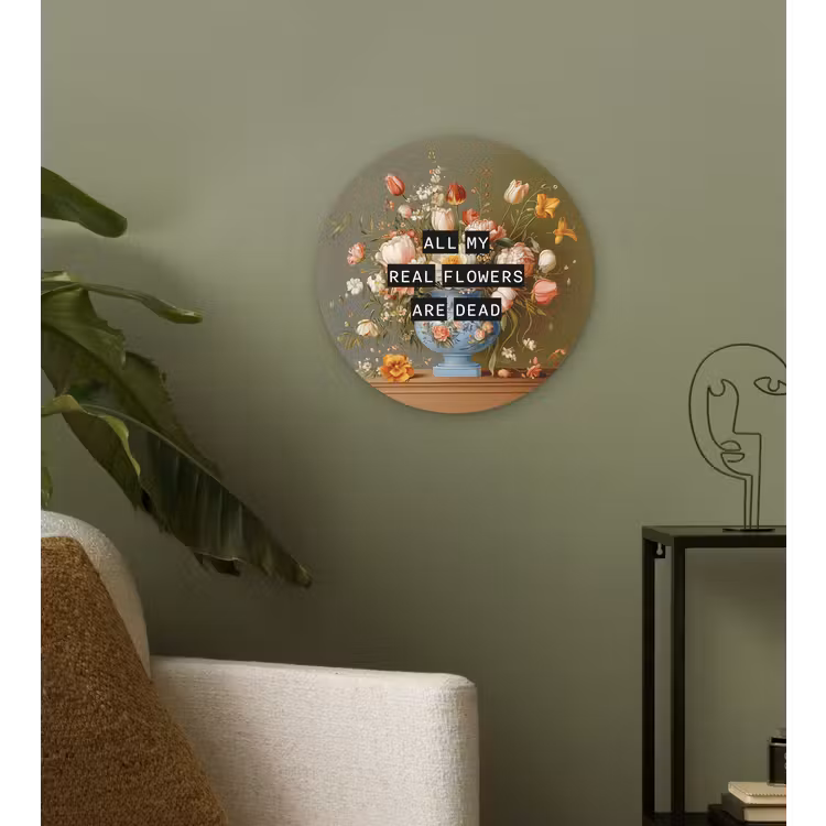 Bloem - Quote - Vintage - Art Wandcirkel plexiglas klein -sfeer3