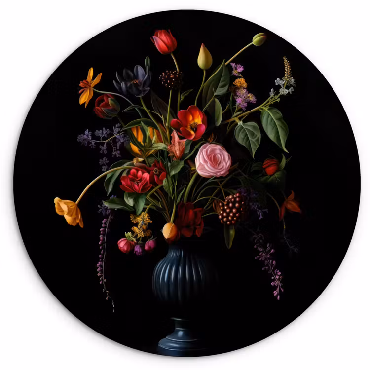 Bloemen - Bessen - Klassiek Wandcirkel plexiglas klein -3d