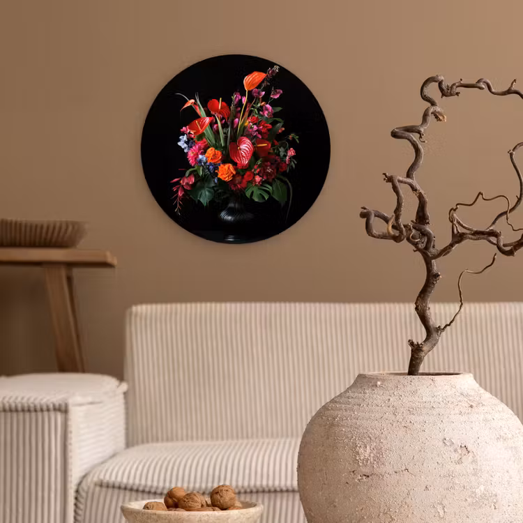 Bloemen - Boeket - Sierlijk Wandcirkel plexiglas klein -sfeer1