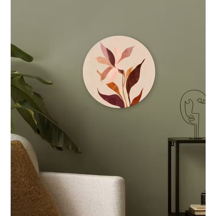 Bloemen - Blaadjes - Minimalistisch - Roze Wandcirkel plexiglas klein -sfeer3