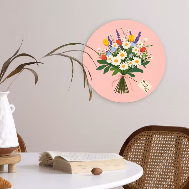 Bloemen - Lint - Kaartje Wandcirkel plexiglas klein -sfeer4