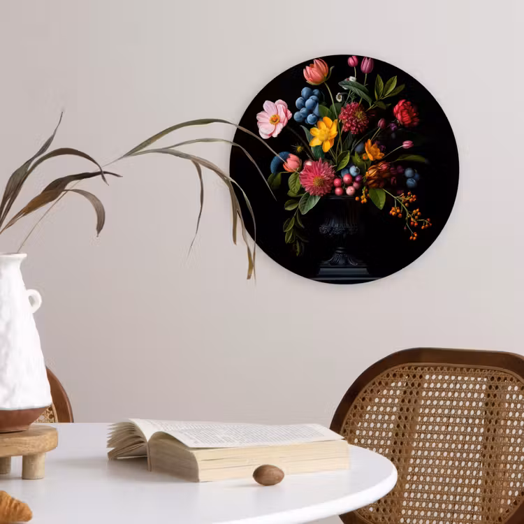 Bloemen - Vrolijk - Vaas Wandcirkel plexiglas klein -sfeer4