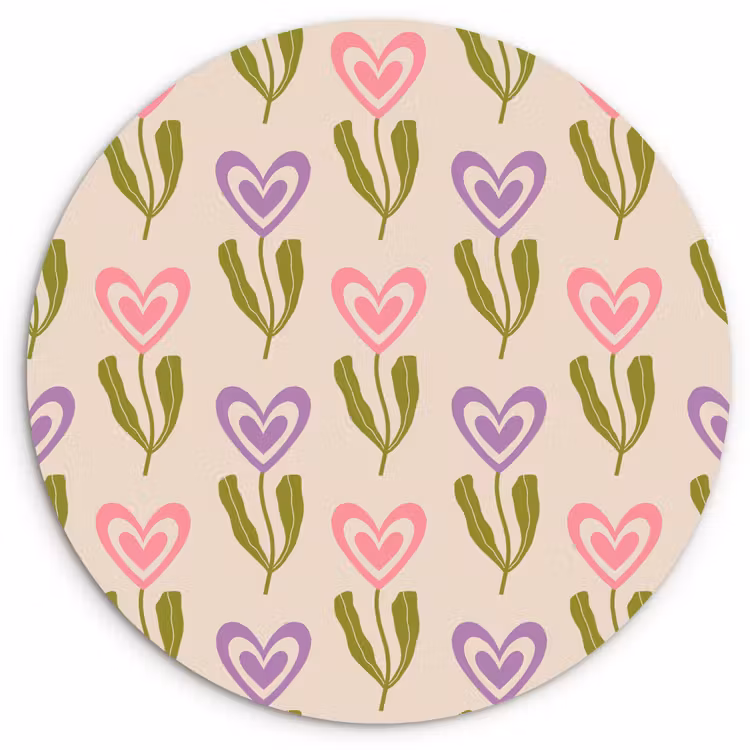 Bloemen - Hartjes - Patroon Wandcirkel plexiglas klein 852 -3d