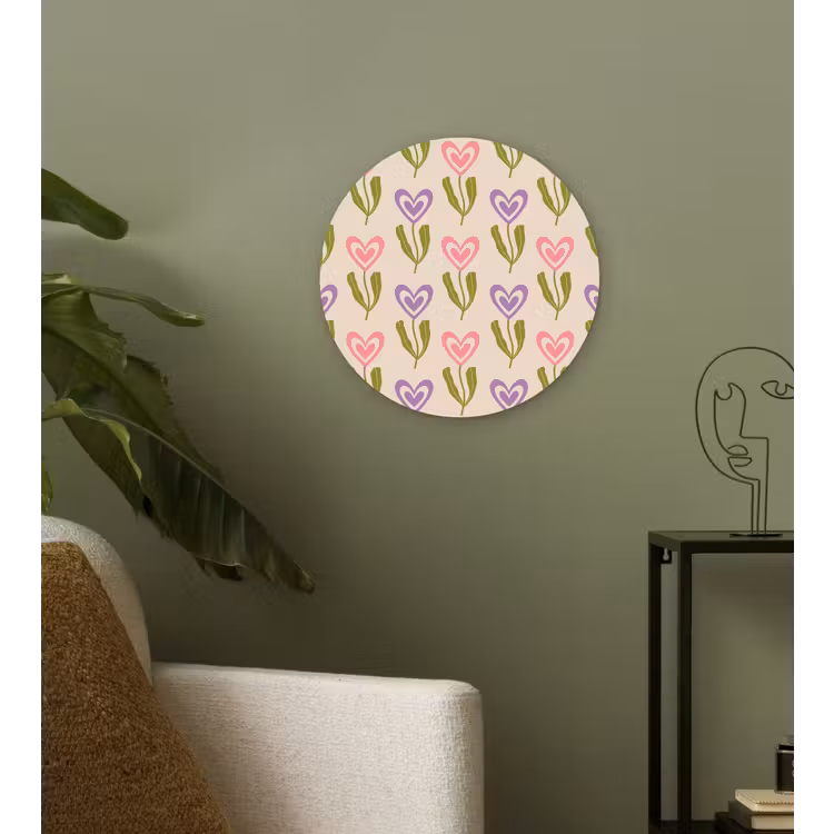 Bloemen - Hartjes - Patroon Wandcirkel plexiglas klein 852 -sfeer3