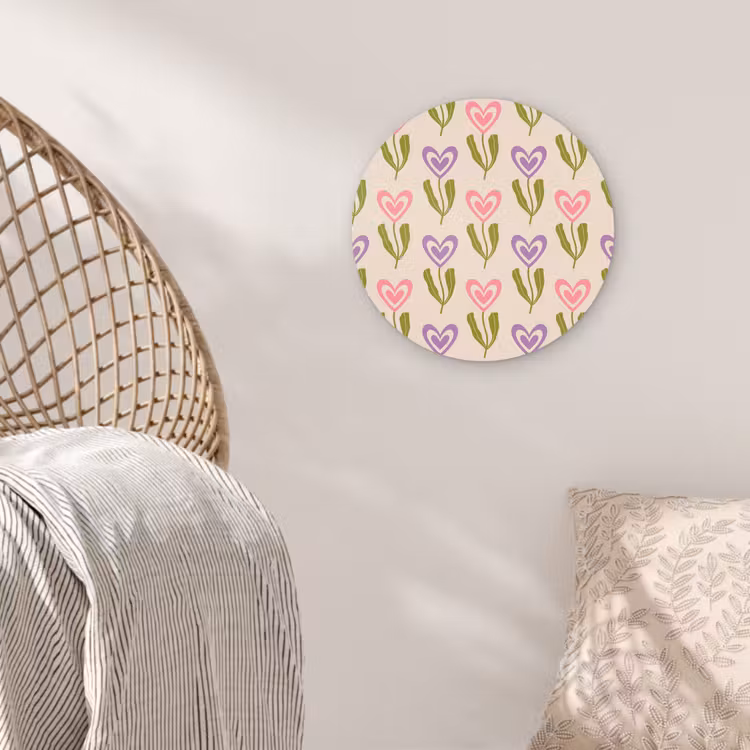 Bloemen - Hartjes - Patroon Wandcirkel plexiglas klein 852 -sfeer5