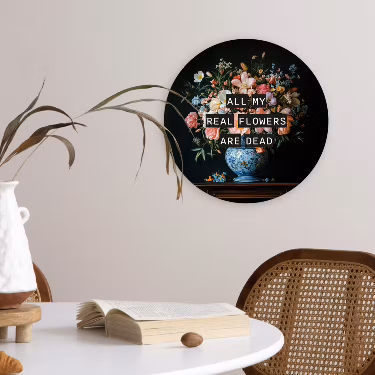 Bloemen - Art - Pastel - Quotes Wandcirkel plexiglas klein -sfeer4