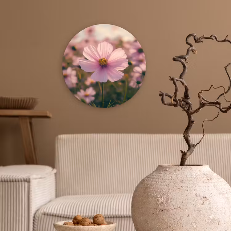 Bloemen - Paars - Wazig Wandcirkel plexiglas klein -sfeer1