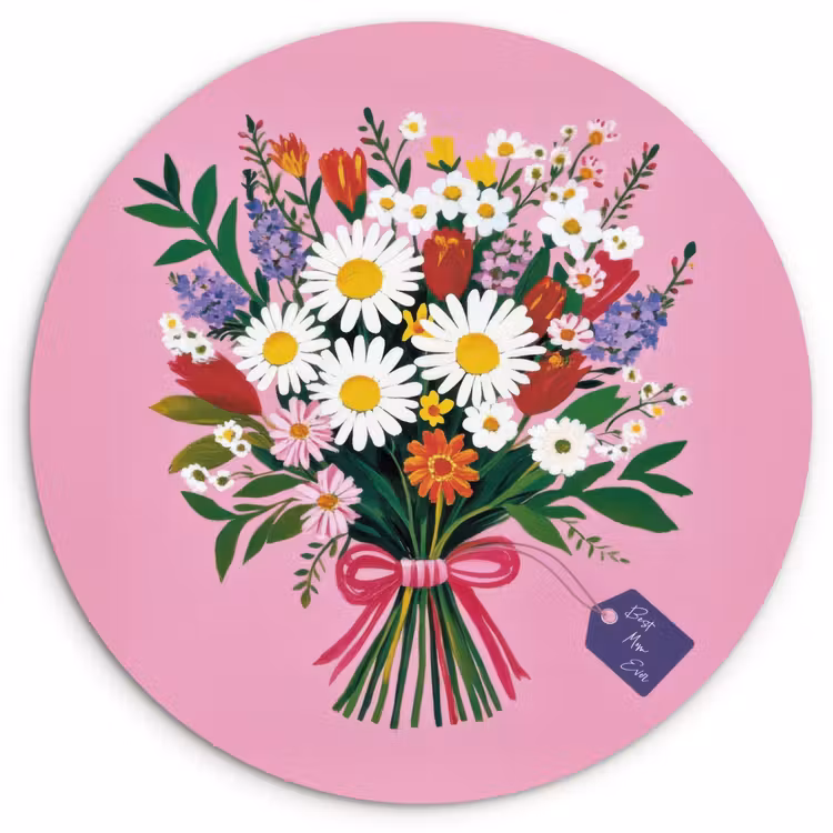 Bloemen - Quote - Kaartje - Kleurrijk Wandcirkel plexiglas klein -3d