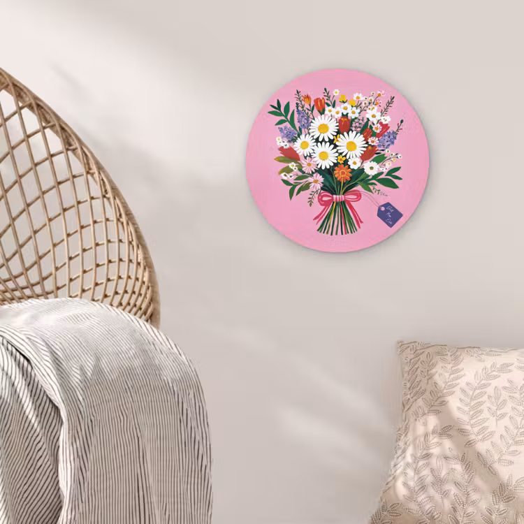 Bloemen - Quote - Kaartje - Kleurrijk Wandcirkel plexiglas klein -sfeer5