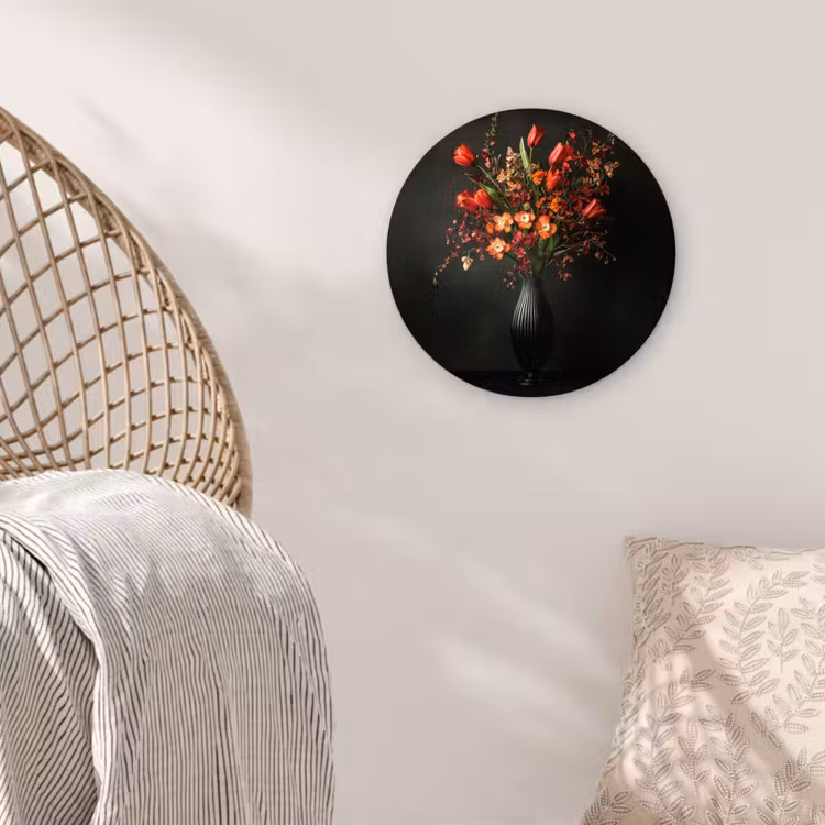 Bloemen - Takken - Boeket Wandcirkel plexiglas klein -sfeer5