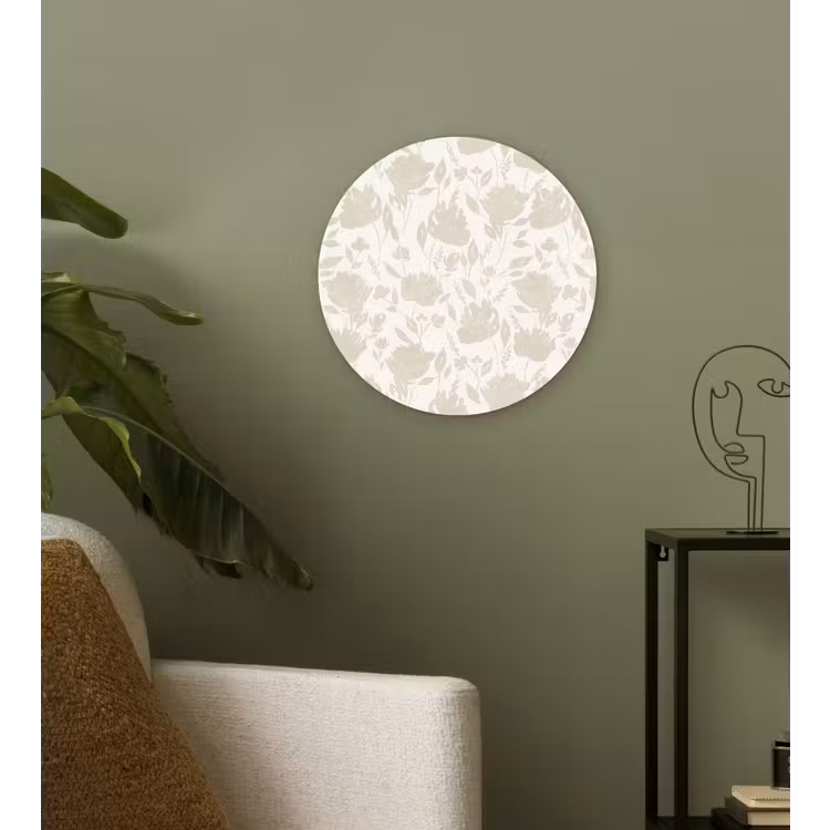 Bloemenpatroon - Silhouet - Wit Wandcirkel plexiglas klein 852 -sfeer3