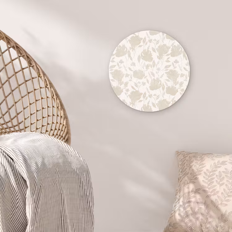Bloemenpatroon - Silhouet - Wit Wandcirkel plexiglas klein 852 -sfeer5