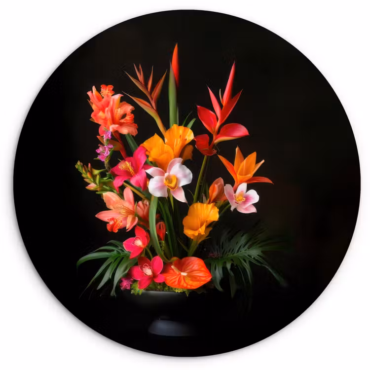 Boeket - Bloemen - Exotisch Wandcirkel plexiglas klein -3d