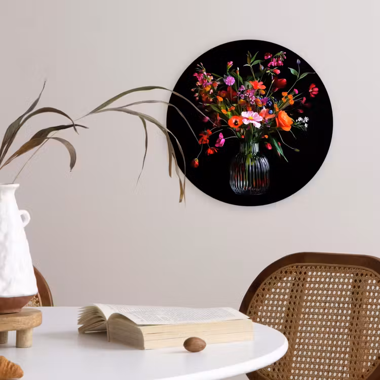 Boeket - Veldbloemen - Vaas Wandcirkel plexiglas klein -sfeer4