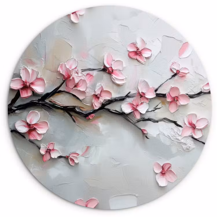 Bloesem - Kunstzinnig - Roze - Sakura Wandcirkel plexiglas klein -3d