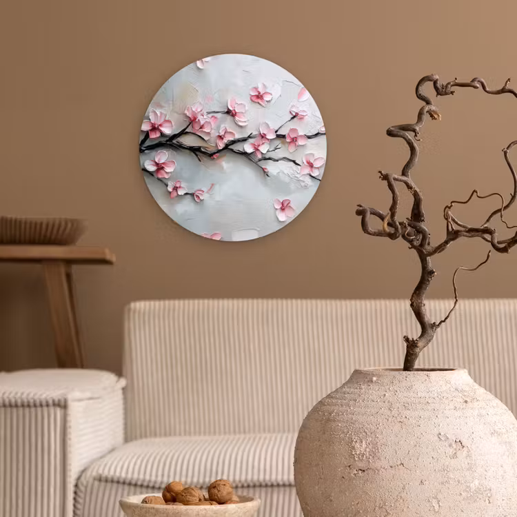 Bloesem - Kunstzinnig - Roze - Sakura Wandcirkel plexiglas klein -sfeer1