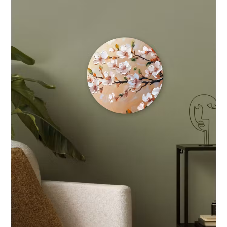 Bloesemtakken - Schilderachtig - Roze Wandcirkel plexiglas klein -sfeer3